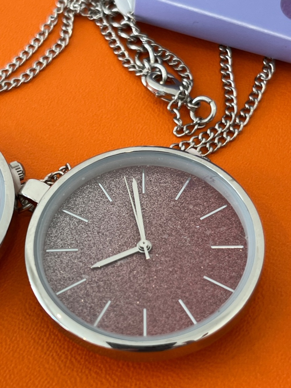 Claire's Silver Pendant Necklaces w Sparkling Pink Face NEW w tag! Best gift GWP - Picture 4 of 5